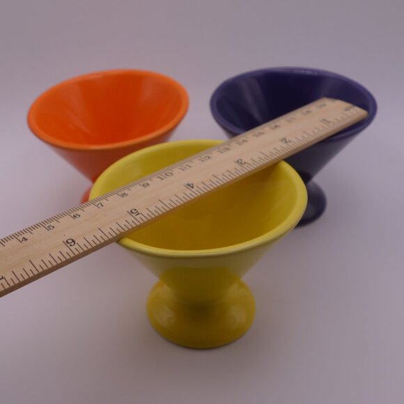 Orange Yellow and Purple Ceramic Custard Bowls - Picture 4 of 12